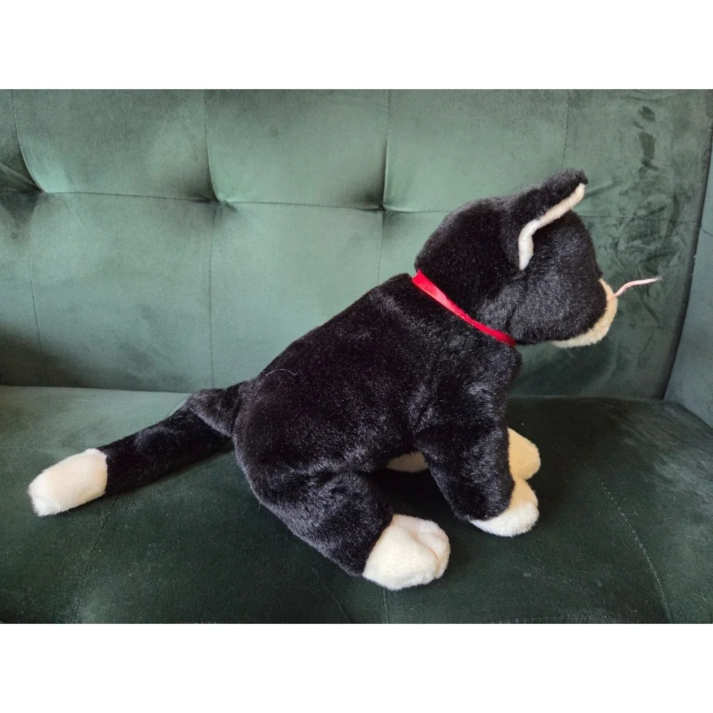 Vintage 1999 TY Beanie Baby Buddy ZIp Black & White Tuxedo Cat Red Bow 16''